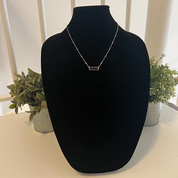 Nordstrom Gold Bar Black Drusy Genuine Stone Necklace - Picture 2 of 8